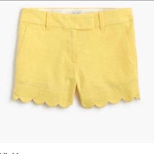 Worn once. Yellow linen scalloped shorts.